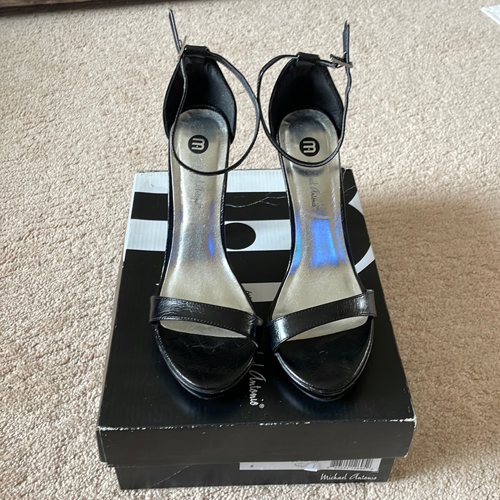Michael Antonio Black Lovina Ankle Strap Sandal